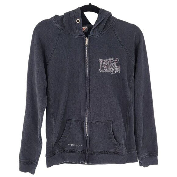 Harley-Davidson Tops - Harley davidson womens large faded black embellished back full zip hoodie